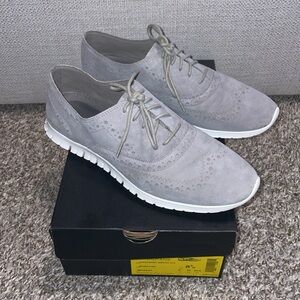 Zero Grand Grey Suede Lace-Up Oxford Shoes